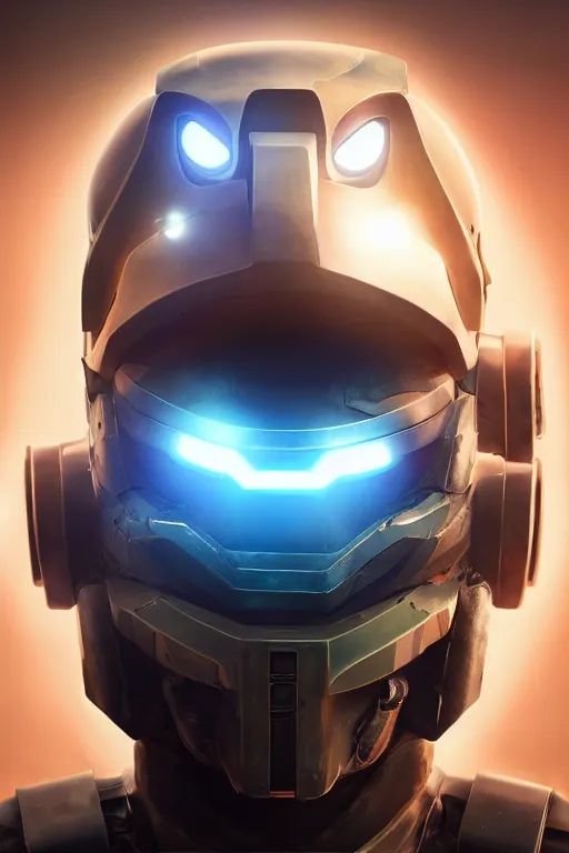 Image similar to robot ninja mask helmet halo master chief radiating a glowing aura global illumination ray tracing hdr fanart arstation by ian pesty and katarzyna da „ bek - chmiel