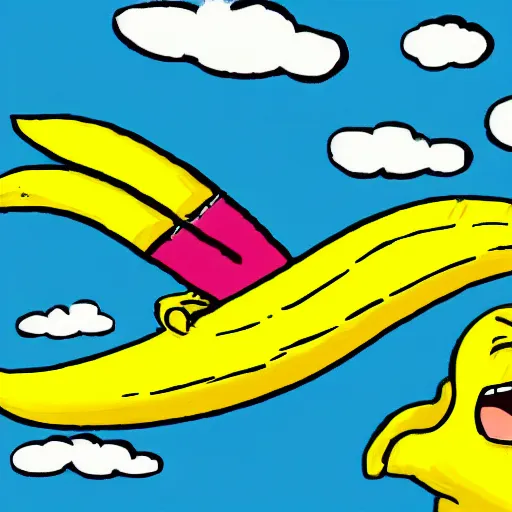 Prompt: a flying banana, cartoon