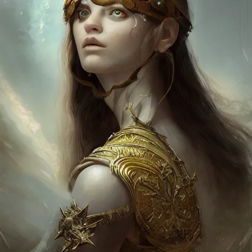 Image similar to portrait of a aasimar, d & d, fantasy, intricate, elegant, highly detailed, digital painting, artstation, concept art, matte, sharp focus, illustration, art by aenaluck and roberto ferri and greg rutkowski, epic fantasy, digital painting