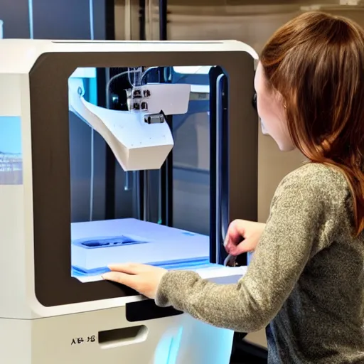 Prompt: a 3d printer making a small living person. High definition photograph.