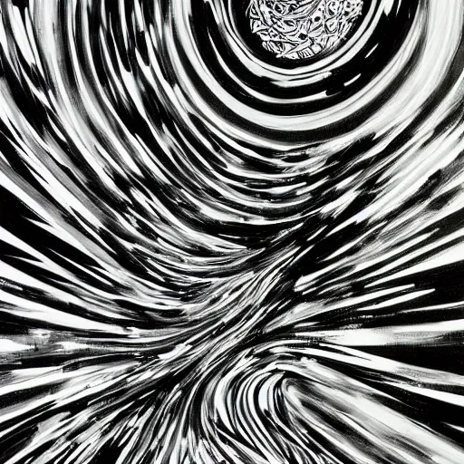 Image similar to abstract black and white concept art graphic painting illustrating diffusion process, overcomplicated, math inspired, hyper detailed, psychodelic, creepy