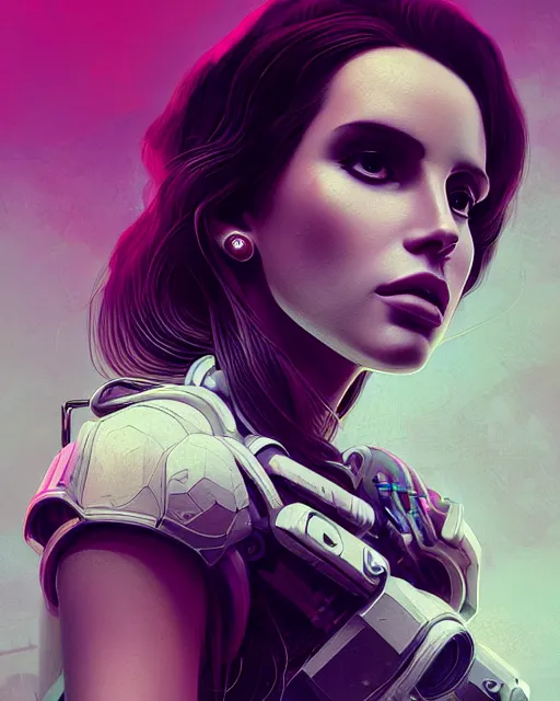 Image similar to portrait of lana del rey as a cyborg. intricate abstract. intricate artwork, by tooth wu, wlop, beeple, dan mumford. concept art, octane render, trending on artstation, greg rutkowski very coherent symmetrical artwork. cinematic, key art, hyper realism, high detail, octane render, 8 k, iridescent accents