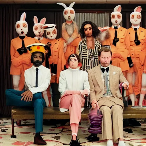 Image similar to 🐇🍑🧠 directed by Wes Anderson