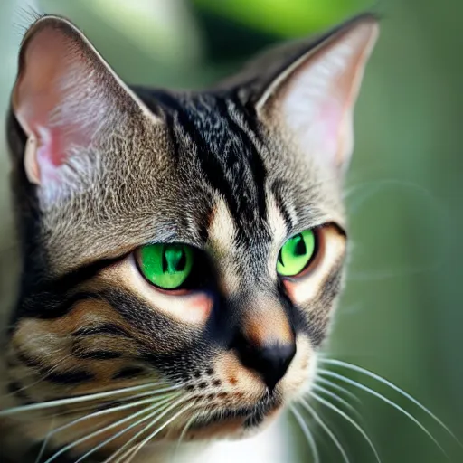 Image similar to margay tabby cat mix with green eyes