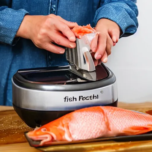 Image similar to fish being cut in a food processor