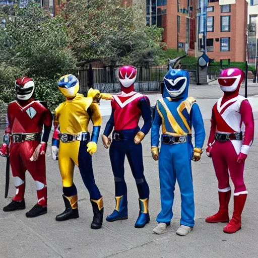 Prompt: homeless power rangers, candid photo