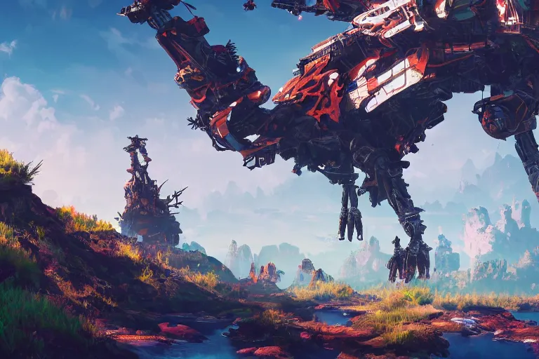 Image similar to sunwing machine mecanical creature robot of horizon forbidden west horizon zero dawn bioluminiscence global illumination ray tracing hdr fanart arstation by ian pesty and alena aenami artworks in 4 k