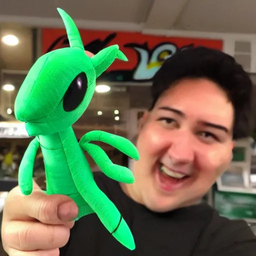 Image similar to i won this scyther plushie from the claw machine