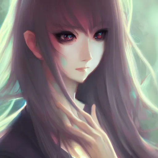 Image similar to beautiful anime girl, attractive features, sharp focus, digital art, art by WLOP