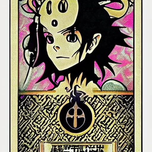 Prompt: anime manga skull portrait of pikachu pokemon tarot style by Alphonse Mucha pop art nouveau