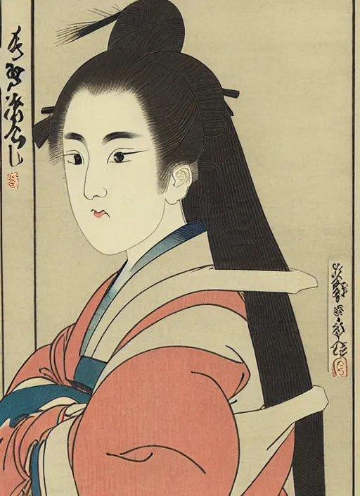 Image similar to ukiyo - e of a beautiful girl emma watson by utagawa kuniyasu and utagawa kunimasa, 1 7 9 6, edo period