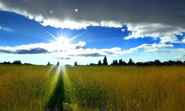 Image similar to beautiful picture of a sunny blue sky with a magical vertical cylindrical tunnel of big upside-down raindrops floating quietly