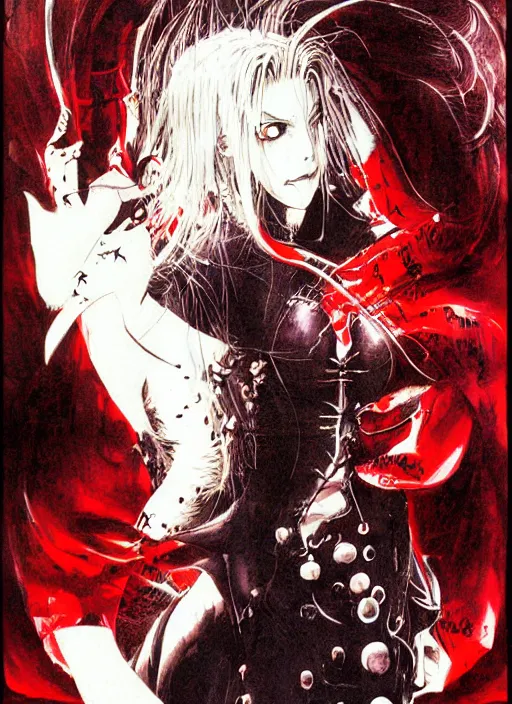 Image similar to poster art of vampire by yoshitaka amano