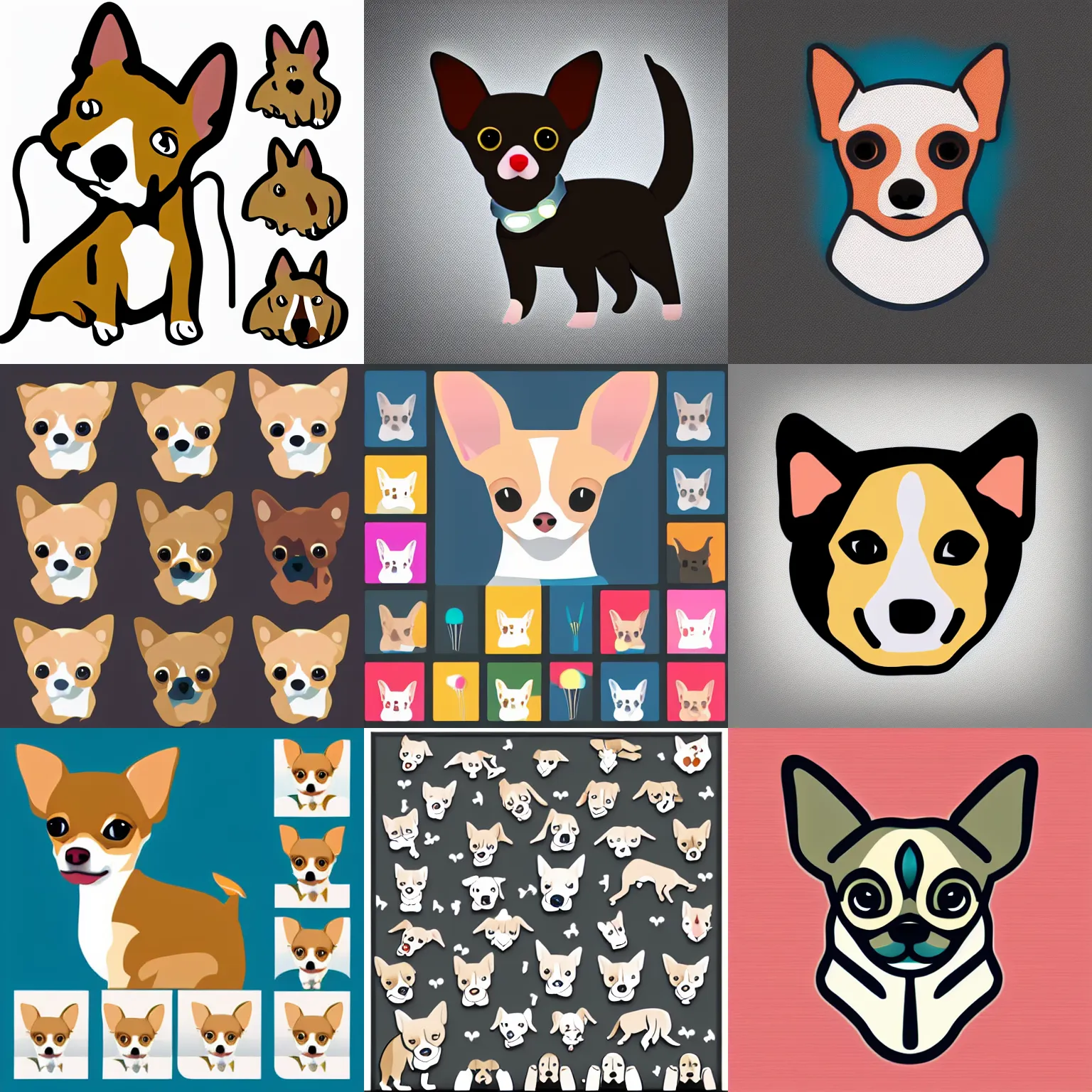 Prompt: icon set chihuahua, white background