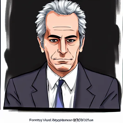 Image similar to portrait of Jeffery Epstein, anime, studio trigger,