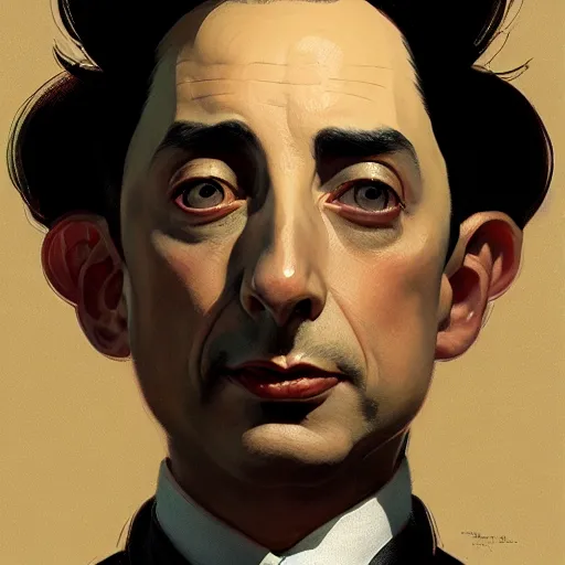 Prompt: Portrait of pee-wee herman, black hair, highly detailed, digital painting, artstation, concept art, illustration, art by greg rutkowski and alphonse mucha