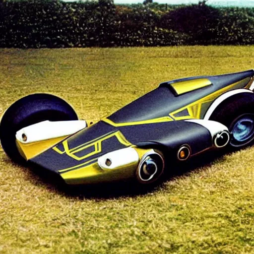 Prompt: 1 9 6 0 s rocket car concept, retrofuturism, le mans,