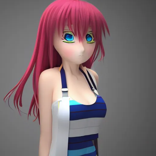 Prompt: 3 d anime girl made of plastic