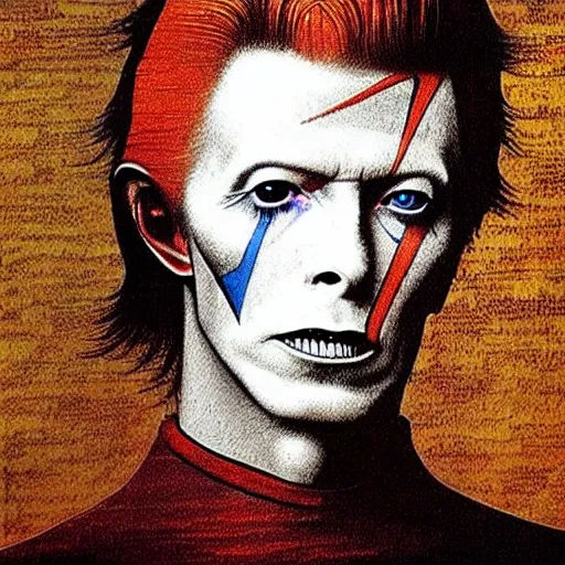 Image similar to david bowie painted by leonardo da vinci