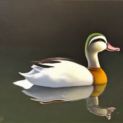 Prompt: a duck on the prowl oil painting cricorps