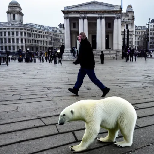 Image similar to polar bear walking across deserted trafalgar square