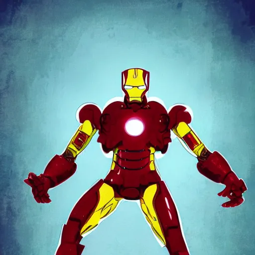 Image similar to iron man in the style of one piece