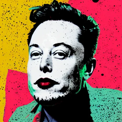 Image similar to a beautiful artistic portrait of elon musk in the style of andy warhol