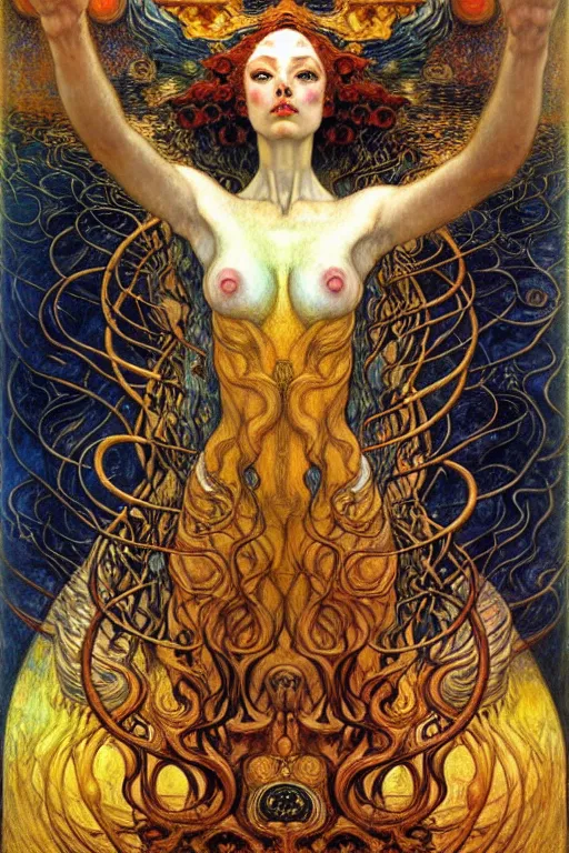 Image similar to Divine Chaos Engine by Karol Bak, Jean Delville, William Blake, Gustav Klimt, and Vincent Van Gogh, symbolist, visionary