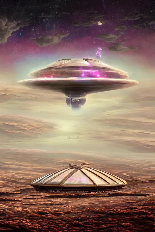 Prompt: massive futuristic mothership above stonehenge on mars, Mark Ryden style, vivid colors, high details, cinematic, 8k resolution, beautiful detailed, photorealistic, digital painting, dark atmosphere, artstation, concept art, smooth, sharp focus, illustration, fantasy background, artstation trending, octane render, unreal engine