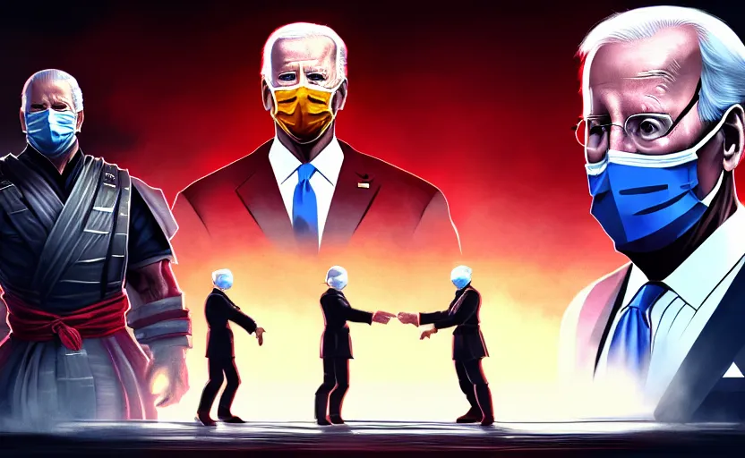 Image similar to joe biden versus mitch mcconnell mortal kombat character selection screen, highly detailed, digital painting, artstation, concept art, smooth, sharp focus, illustration, art by wlop, mars ravelo and greg rutkowski