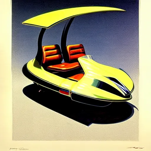 Image similar to concept art for a sidecar car, painted by syd mead, high quality