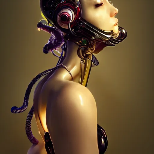 Image similar to the portrait of an absurdly beautiful, graceful, sophisticated, fashionable cyberpunk gynoid gravure idol, an ultrafine hyperdetailed illustration by kim jung gi, irakli nadar, intricate linework, neon wiring, porcelain skin, unreal engine 5 highly rendered, global illumination, radiant light, detailed and intricate environment