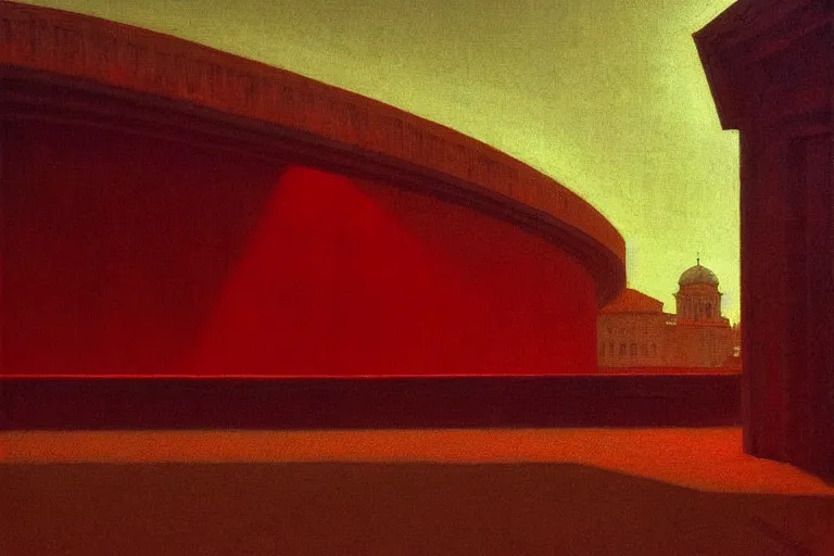 Image similar to only with red gigachad dictator, sportspalast amphitheatre, crowd hails him, in the style of beksinski, parts by edward hopper, parts by rodcenko, parts by yue minjun, intricate and epic composition, red by caravaggio, insanely quality, highly detailed, masterpiece, red light, artstation, 4 k