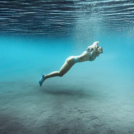 Prompt: underwater track runners, sports photography