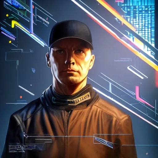 Prompt: portrait isometric drawing, DJ Tiesto as Aiden Pearce character from Watch Dogs game, cyberpunk, intricate, epic lighting, cinematic composition, hyper realistic, 8k resolution, unreal engine 5, by Artgerm, tooth wu, dan mumford, beeple, wlop, rossdraws, James Jean, Andrei Riabovitchev, Marc Simonetti, yoshitaka Amano, Artstation