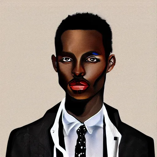 Prompt: painting of stylish black man, digital art,