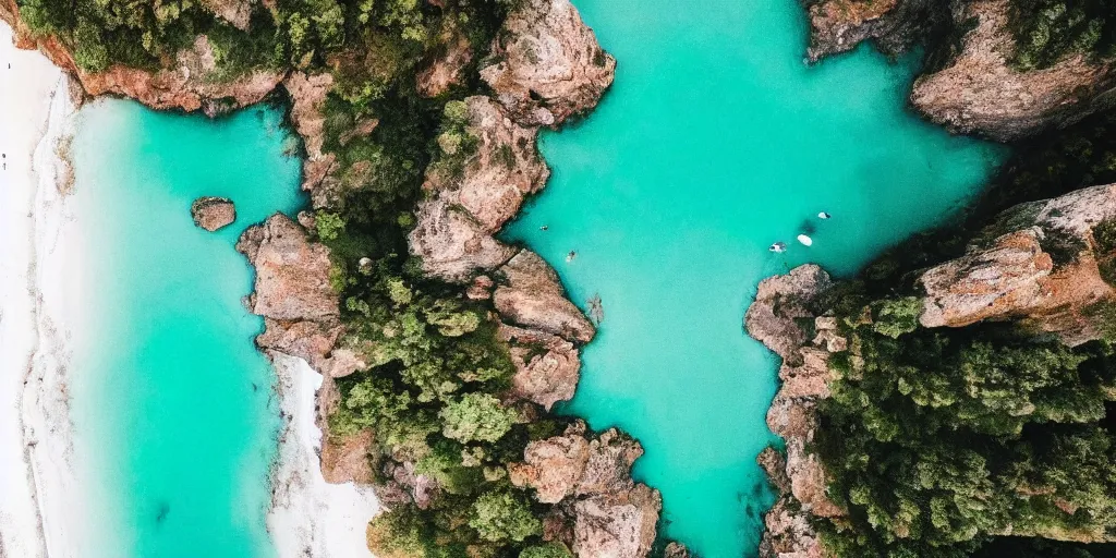 Image similar to nature landscape, aerial view, drone photography, cinematic, mountains and ocean