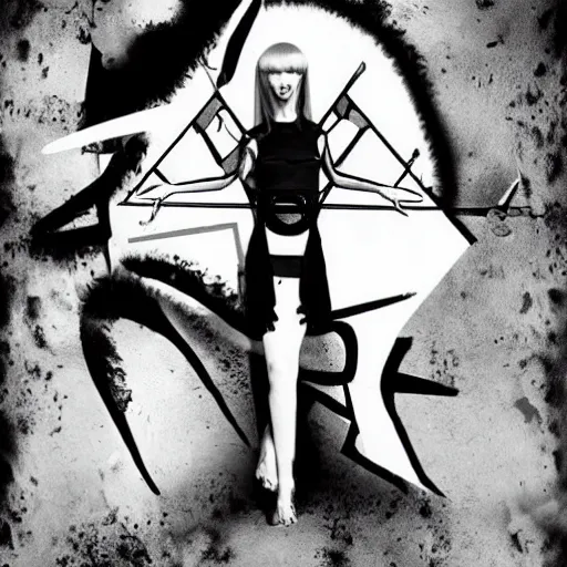 Image similar to blank and white zeff style art, die antwoord