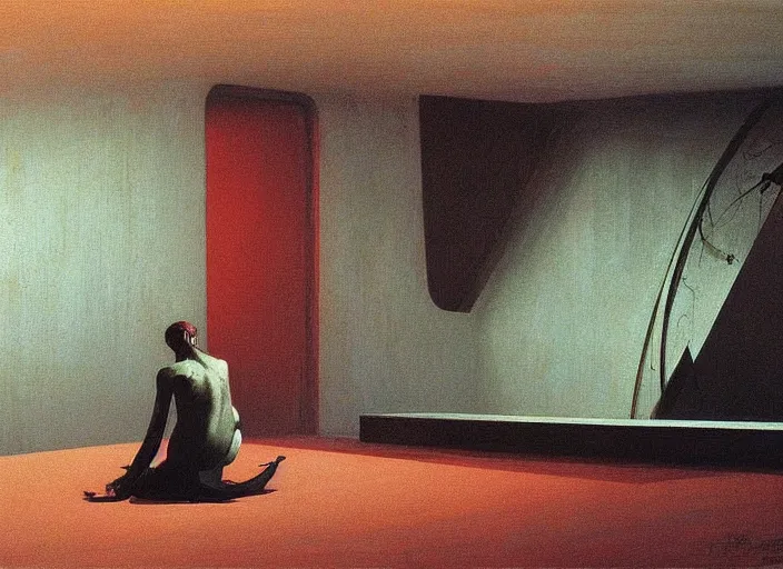 Prompt: see things deeply, science fiction, Edward Hopper and James Gilleard, Zdzislaw Beksinski highly detailed