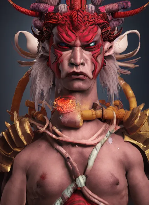 Image similar to a fantasy comic book style portrait painting of japanese monster shuten doji, unreal 5, daz, hyper realistic, octane render, rpg portrait, ambient light, dynamic lighting