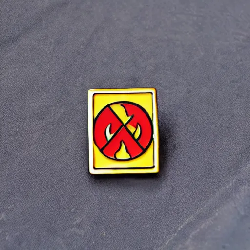 Image similar to retro minimalistic clean fire warning enamel pin