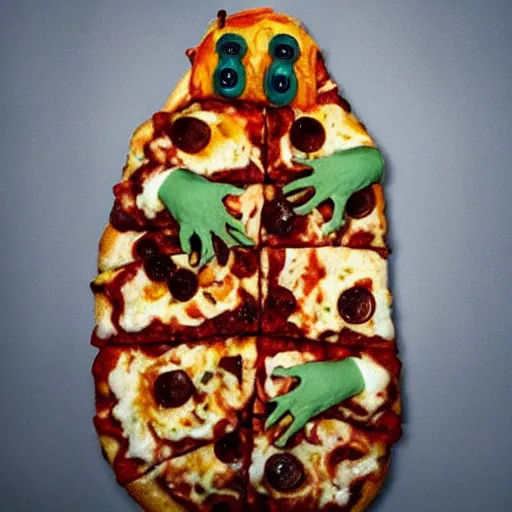 Image similar to tardigrade made of pizza