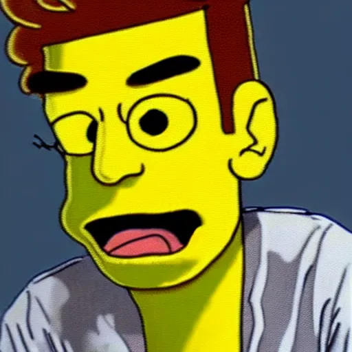 Prompt: a human merged with Bart Simpson