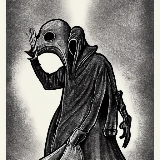 Prompt: plague doctor by miles yoshida