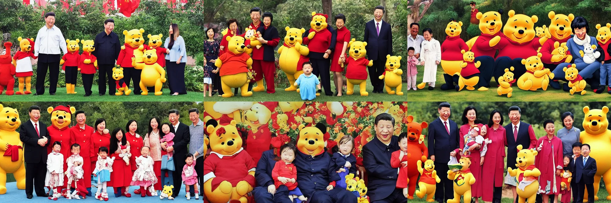 Prompt: xi jinping winnie the pooh family photo
