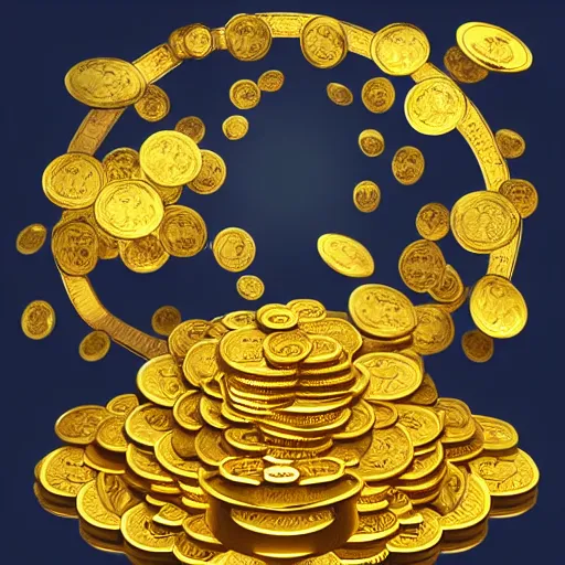 Image similar to A fortune in golden coins, digital illustration by Adam S Doyle