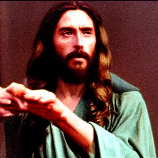 Prompt: jesus christ casting a spell, dramatic, cinecolor