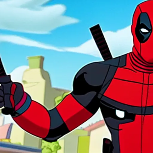 Image similar to Deadpool in a Disney animated movie 4K quality