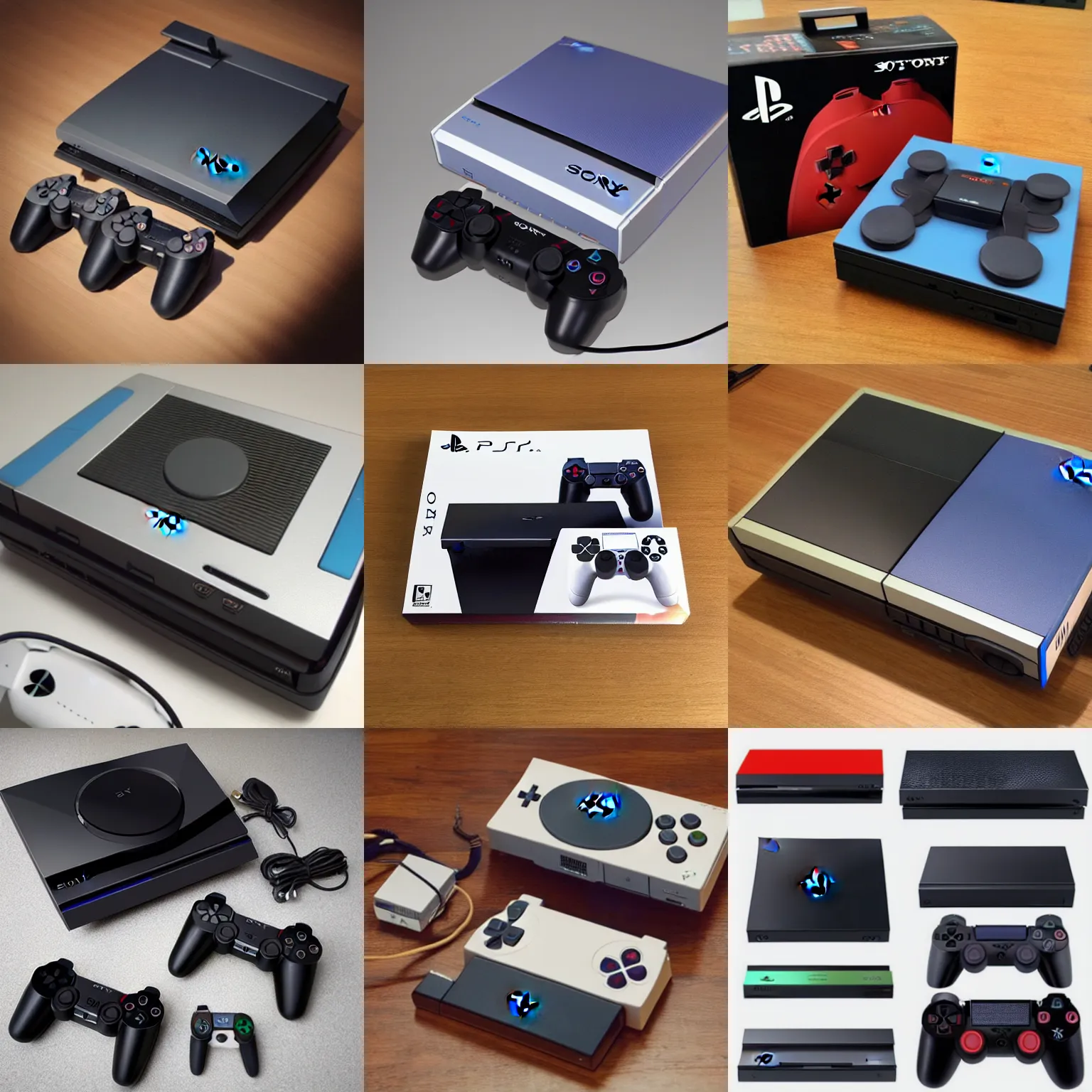 Prompt: game console sony playstation in retro style, electronics