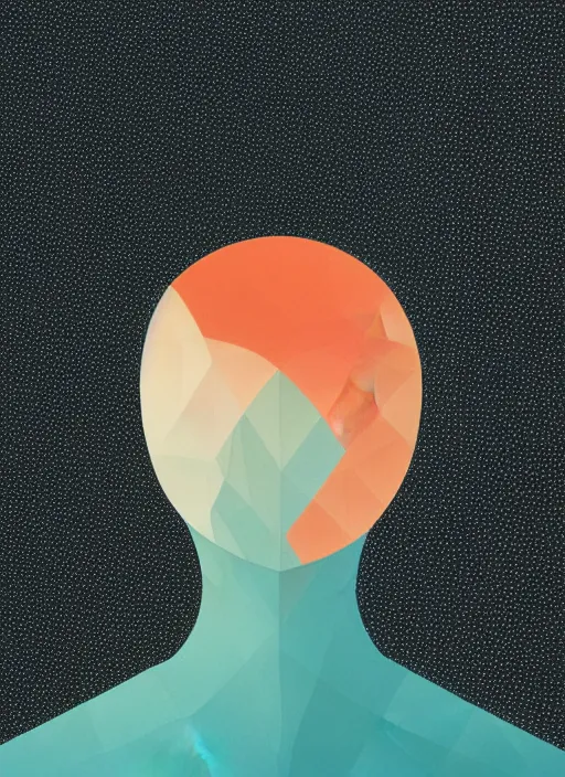 Prompt: minimalist logo icon for a wandering mind, one person, brain filter pixelated, analogue soundscape, retro psychology, victo ngai, kilian eng, lois van baarle, behance